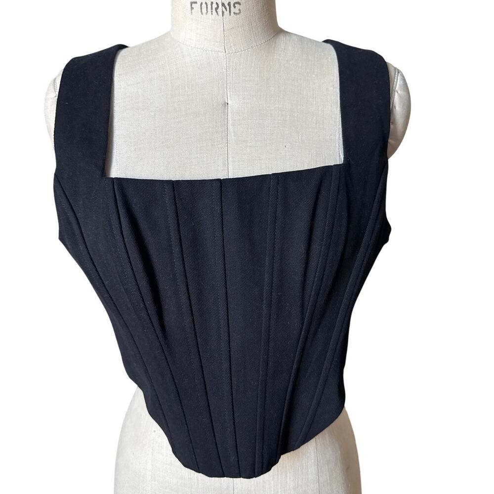 Staud Alice Corset Top Size 12 Black Structured Boned New Designer